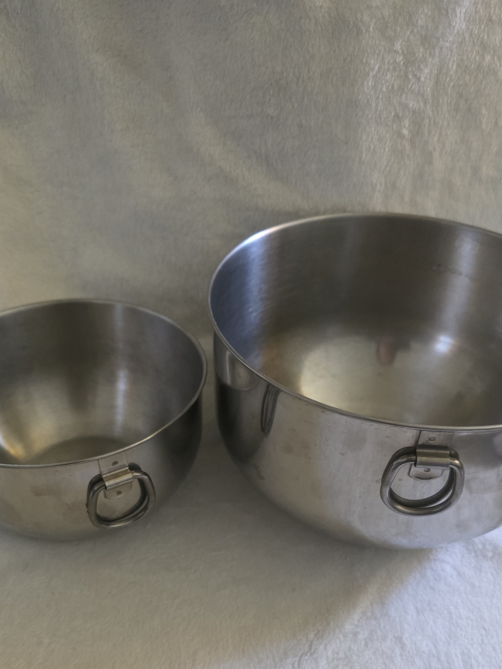 Vintage Farberware Stainless Steel Nesting Mixing Bowls Set of 2 D-Ring Handles